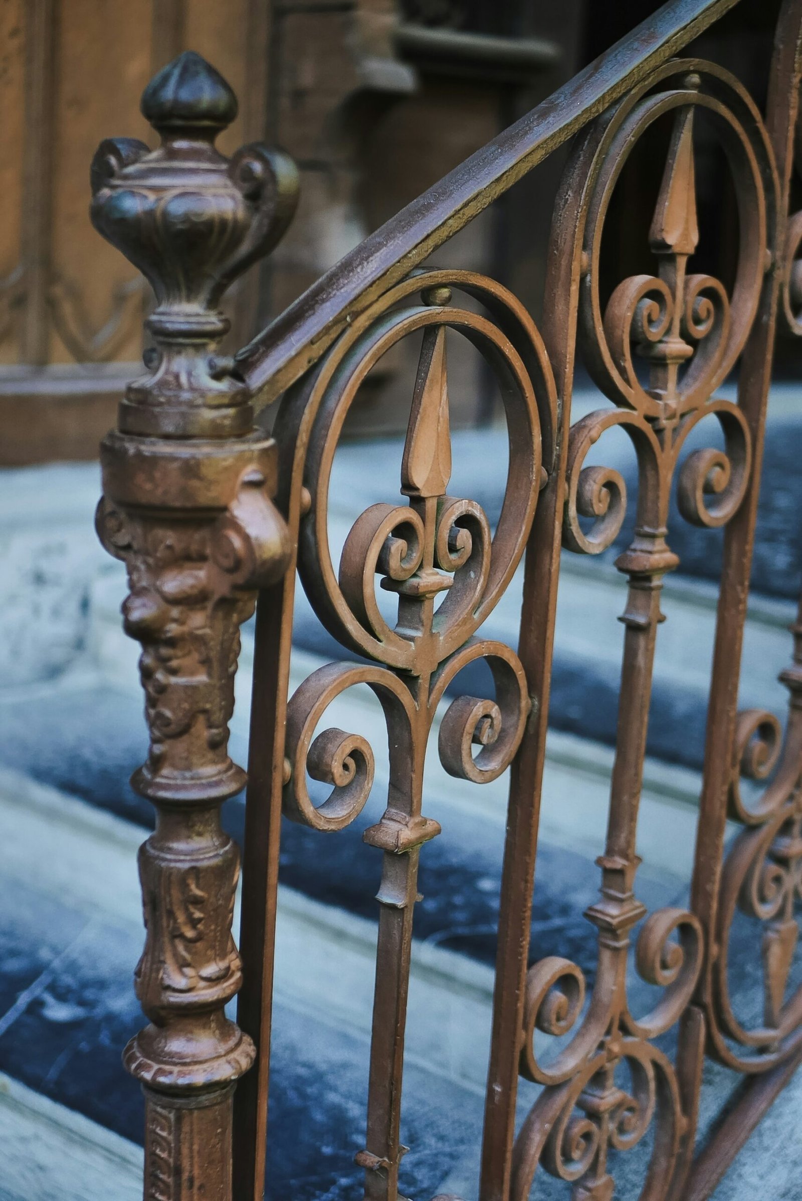 wrought iron and wood gates